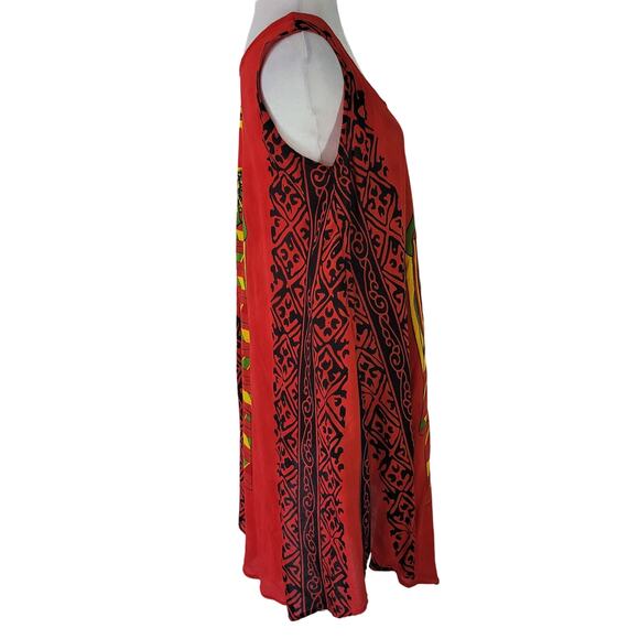 Seven Islands Size M Red Black Sleeveless Midi Dress Unique Art To Wear Shift - Picture 5 of 10
